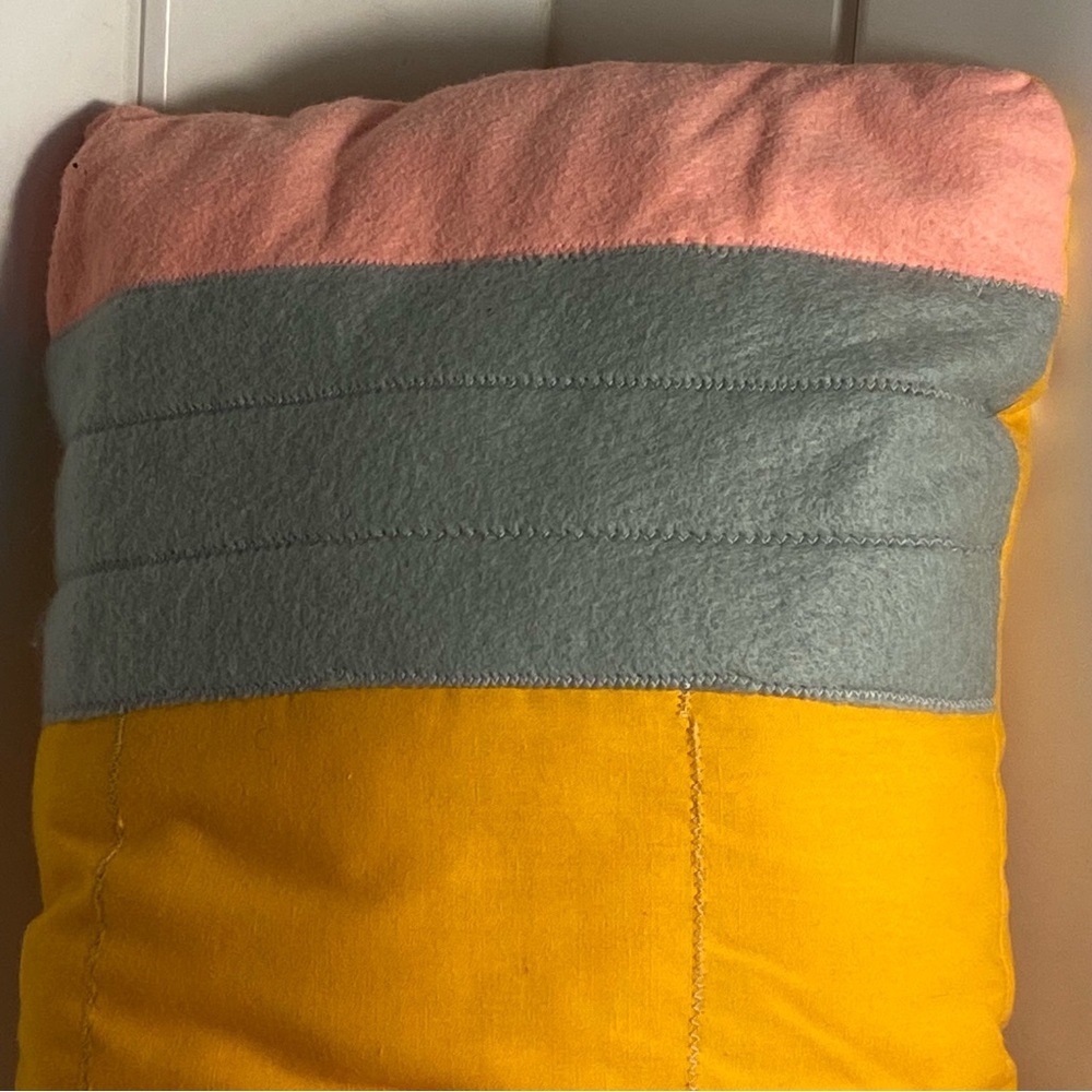80s vintage Handmade Pillow Pencil shape decorative throw pillow 1980s 19 in - Picture 14 of 16